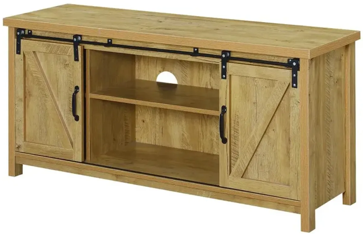 Convenience Concepts Blake Barn Door TV Stand English Oak