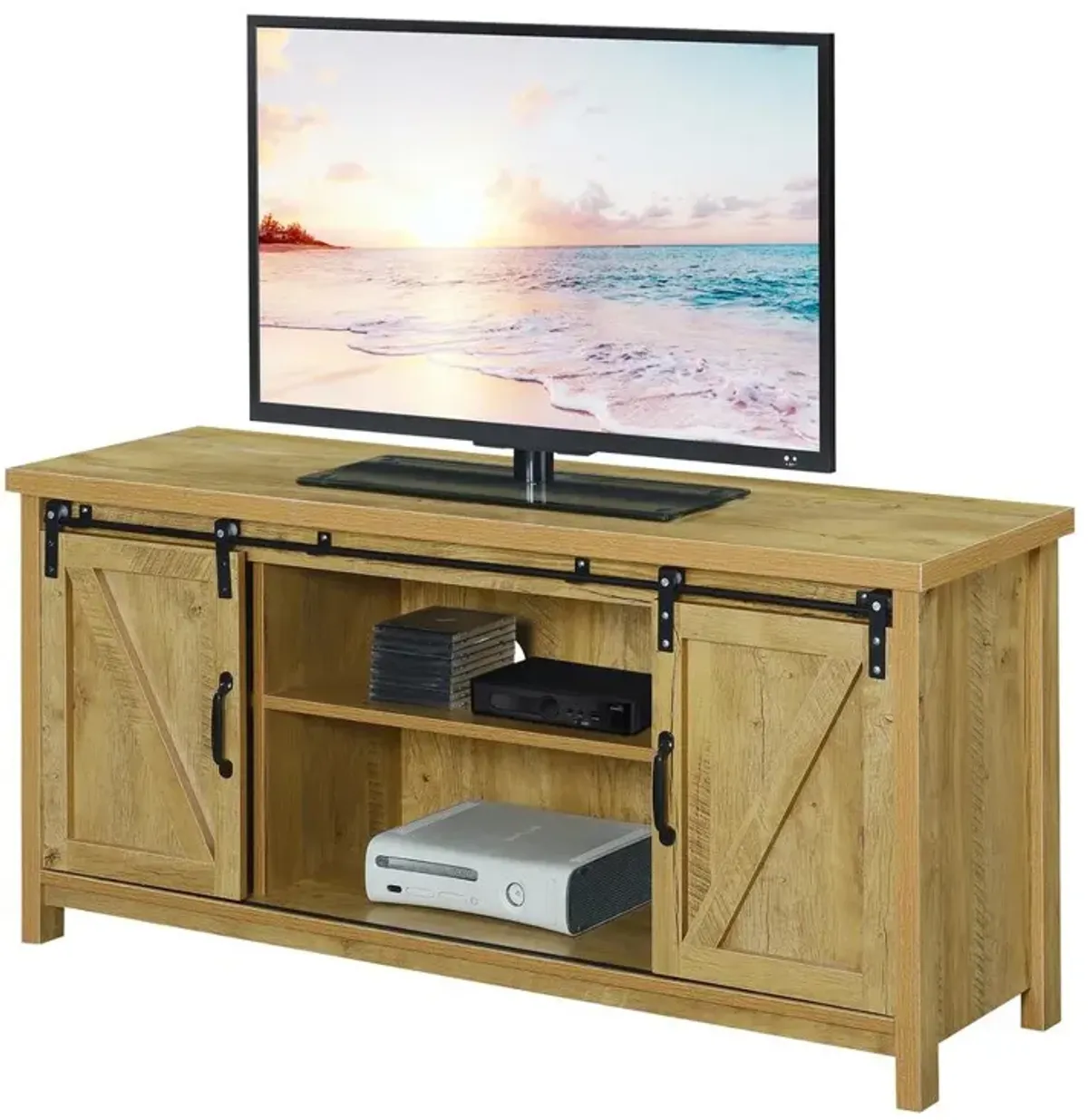 Convenience Concepts Blake Barn Door TV Stand English Oak