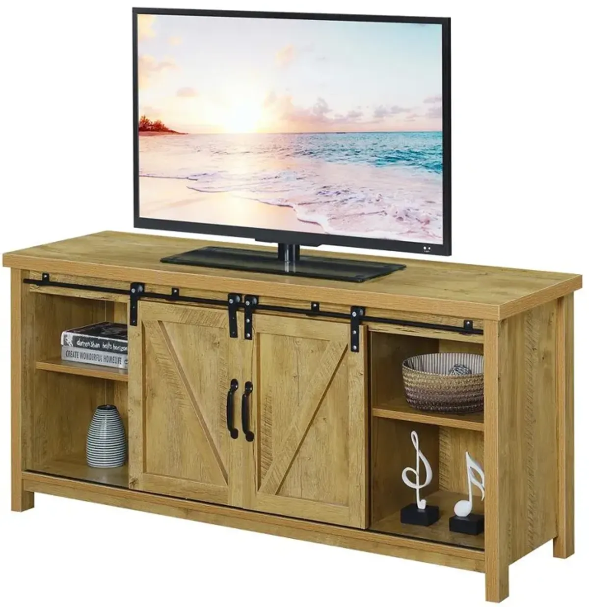 Convenience Concepts Blake Barn Door TV Stand English Oak