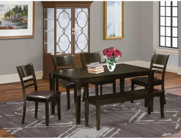 6 PC Dining set with bench- Table and 4 Dining Chairs and Bench
