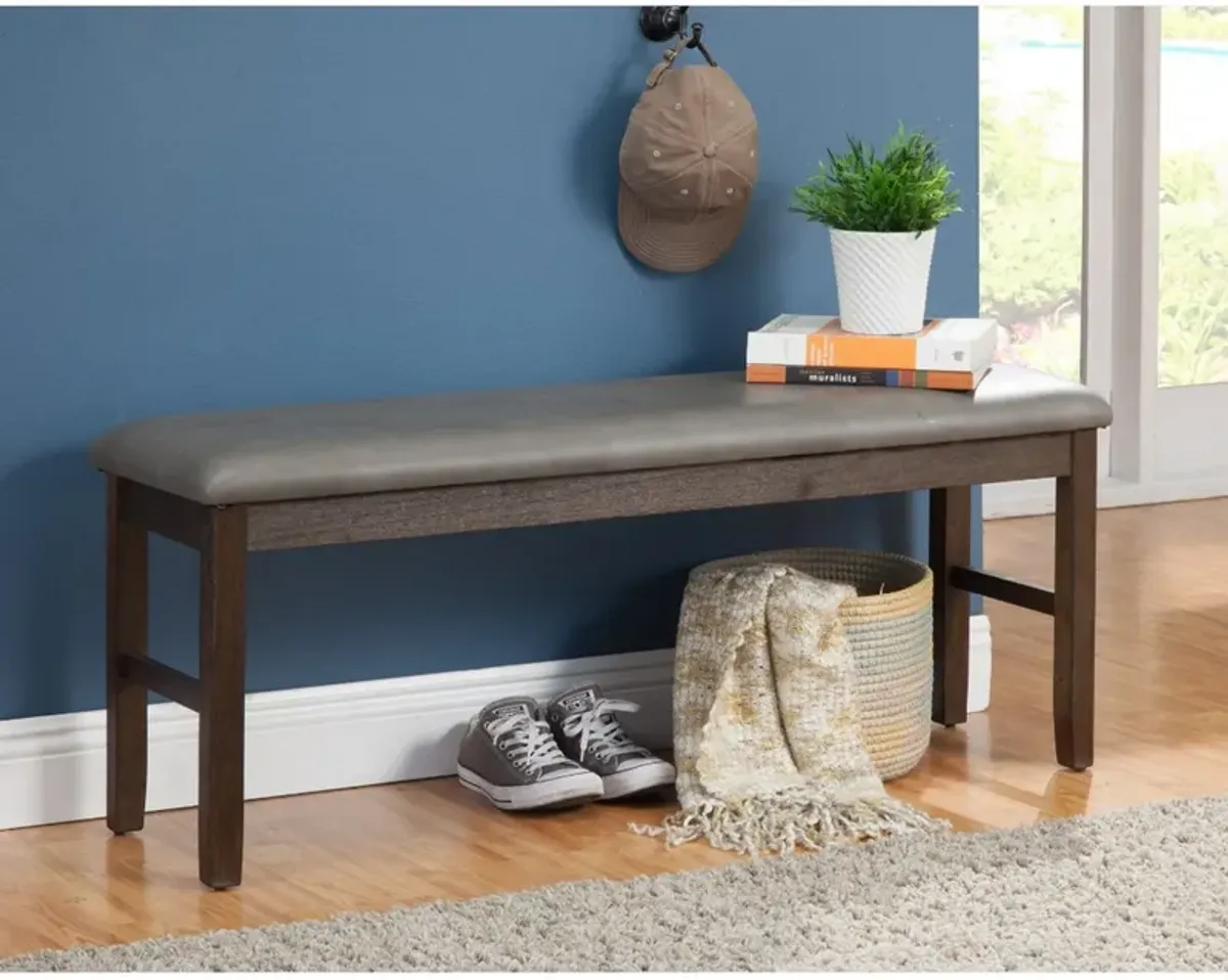 Rubberwood Dining Bench With Padded Upholstery Brown-Benzara