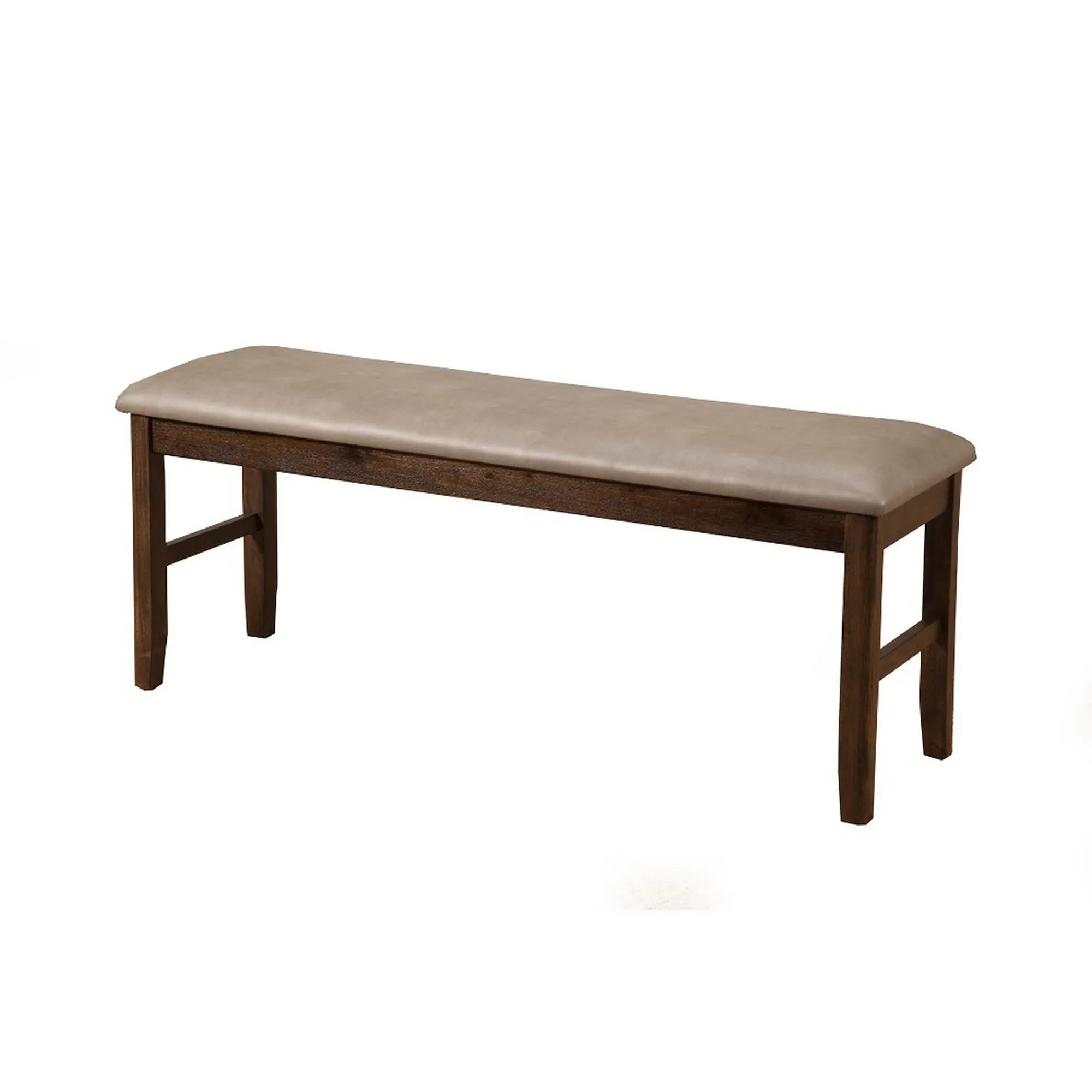 Rubberwood Dining Bench With Padded Upholstery Brown-Benzara