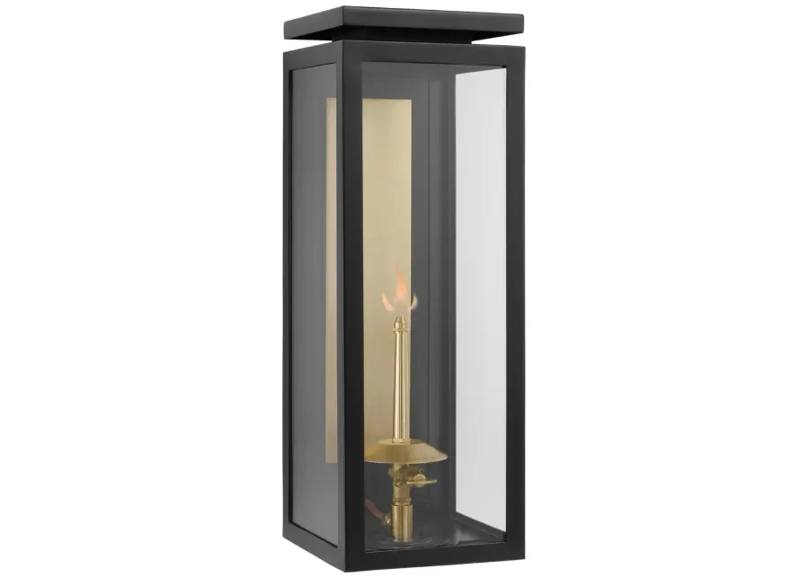 Fresno Medium 3/4 Gas Wall Lantern in Matte Black with Clear Glass