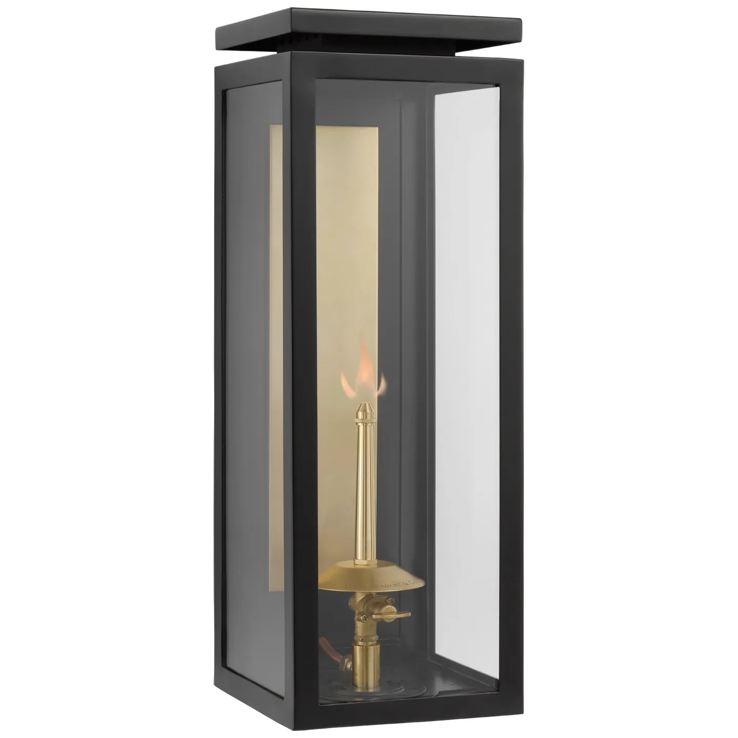 Fresno Medium 3/4 Gas Wall Lantern in Matte Black with Clear Glass