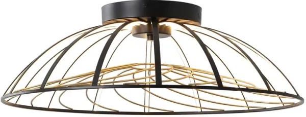 Ambros Modern Industrial Metal Dimmable Stripe Half-Cage Integrated LED Flush Mount