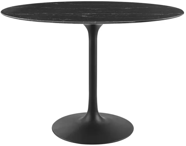 Modway - Lippa 42" Oval Artificial Marble Dining Table Black Black