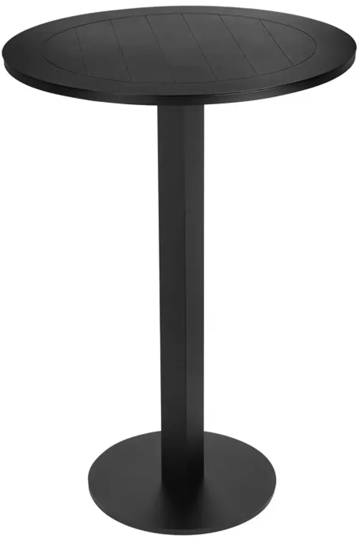 Ollie 48 Inch Patio Dining Table, Aluminum Frame and Round Tabletop, Black-Benzara