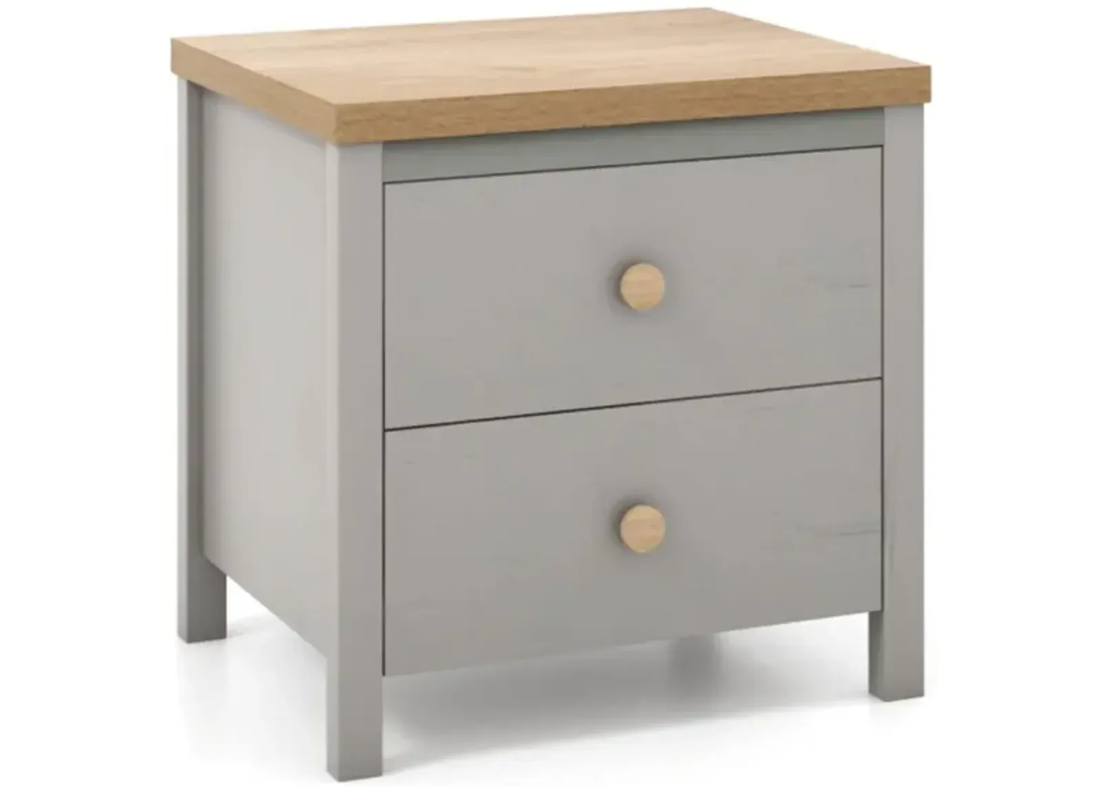 Hivvago 2-Drawer Nightstand with Rubber Wood Legs