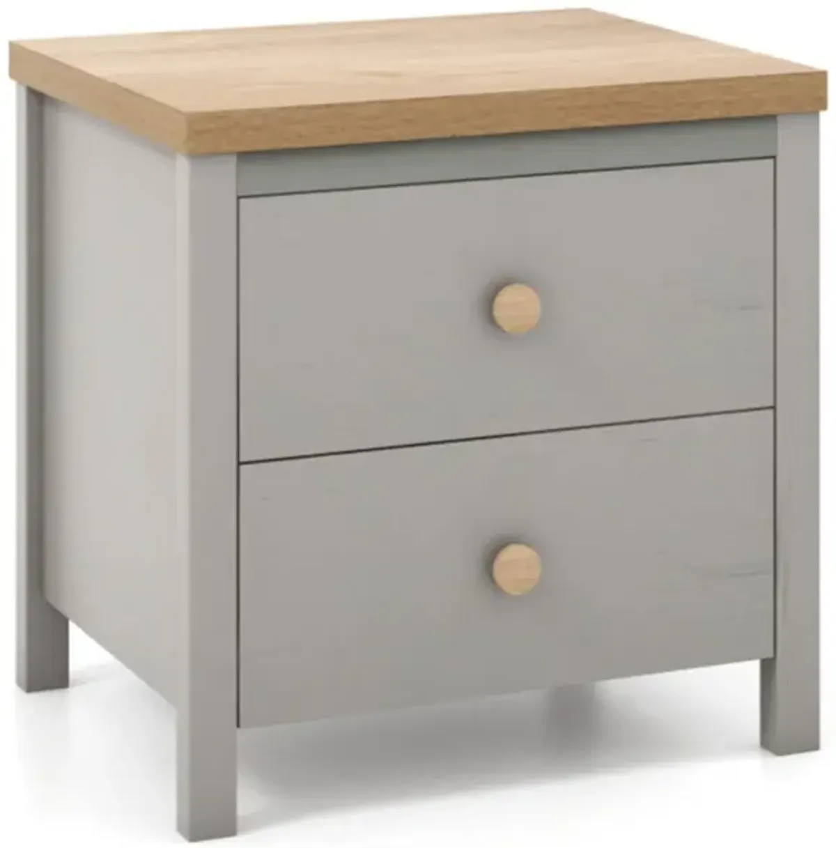 Hivvago 2-Drawer Nightstand with Rubber Wood Legs