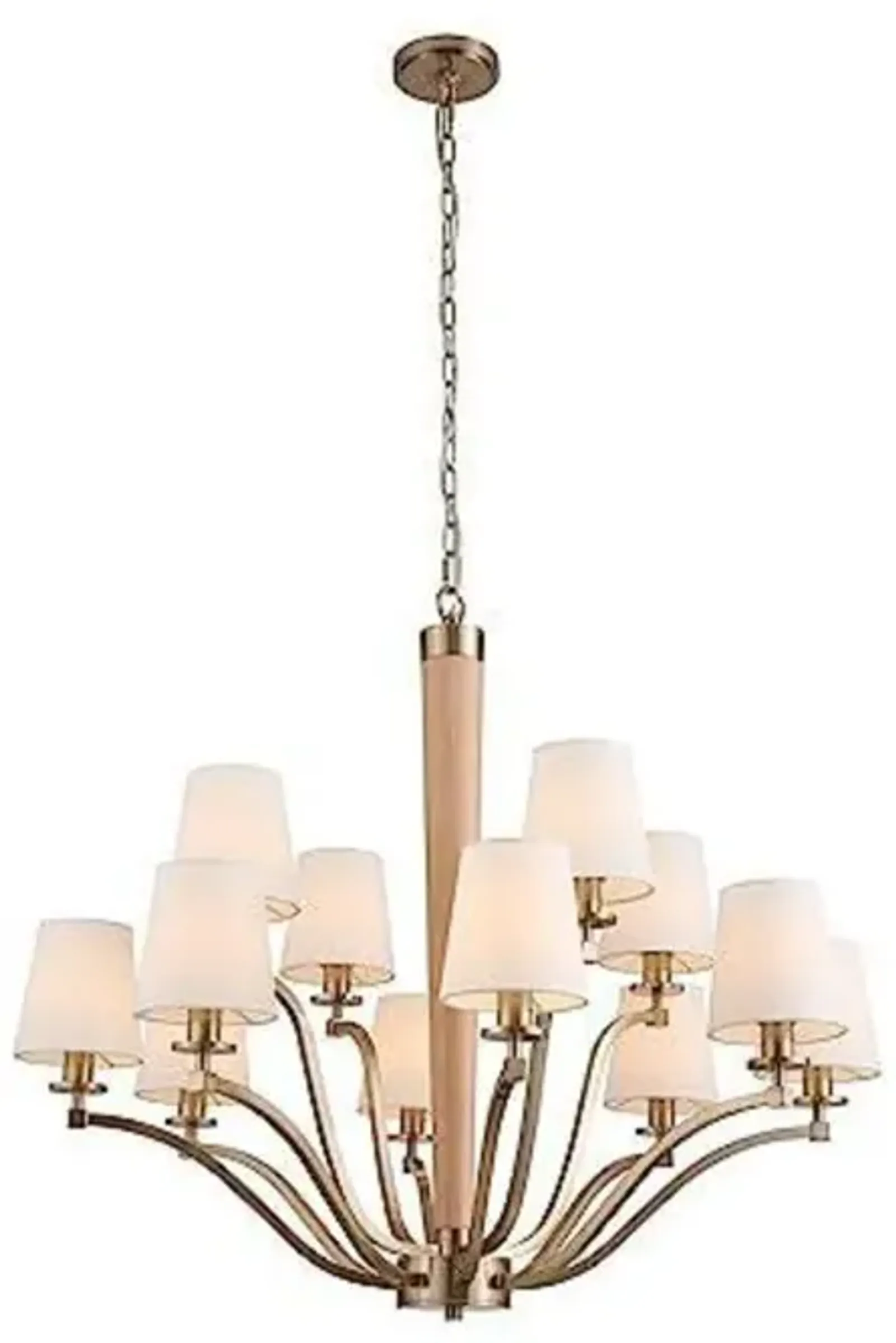 Belen Kox Dual Tiered Wood and Brass Square Chandelier, Belen Kox