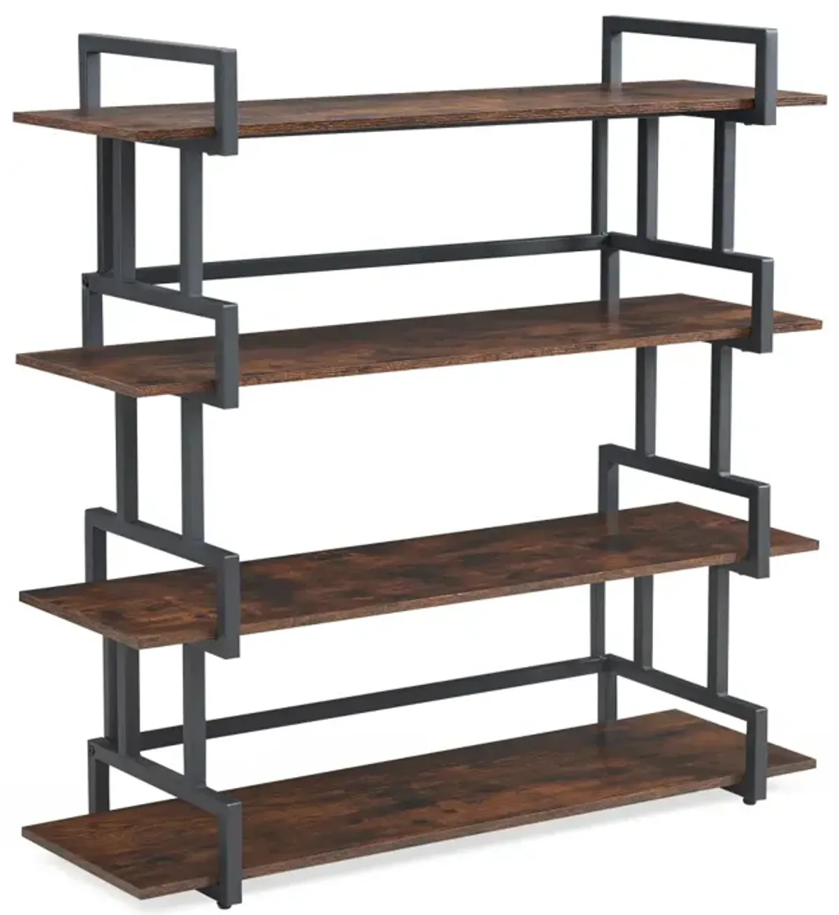 Rustic Wood Metal Bookcase for Home & Office