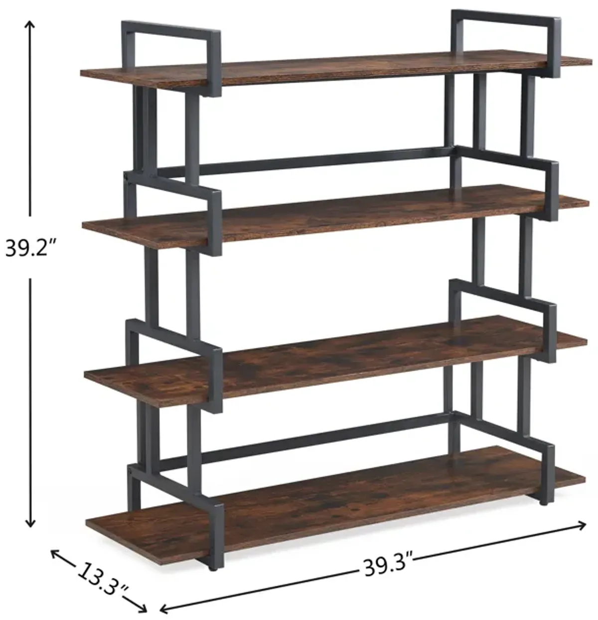 Rustic Wood Metal Bookcase for Home & Office