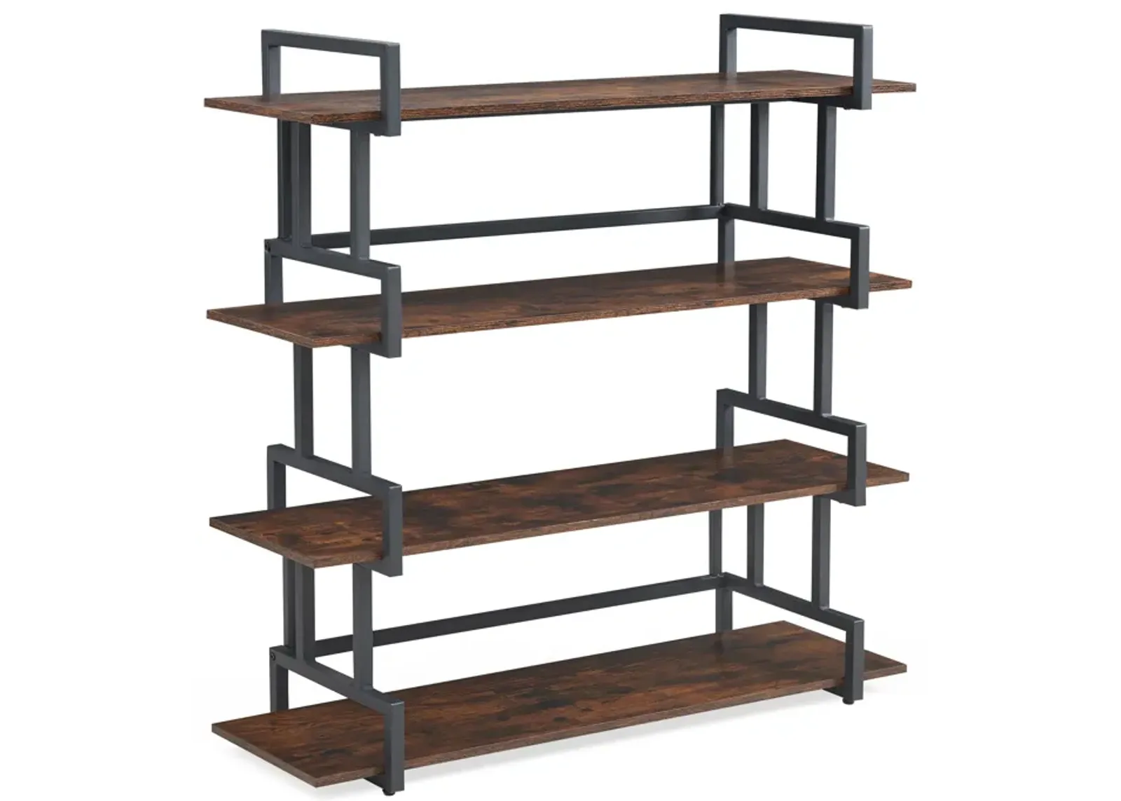 Rustic Wood Metal Bookcase for Home & Office