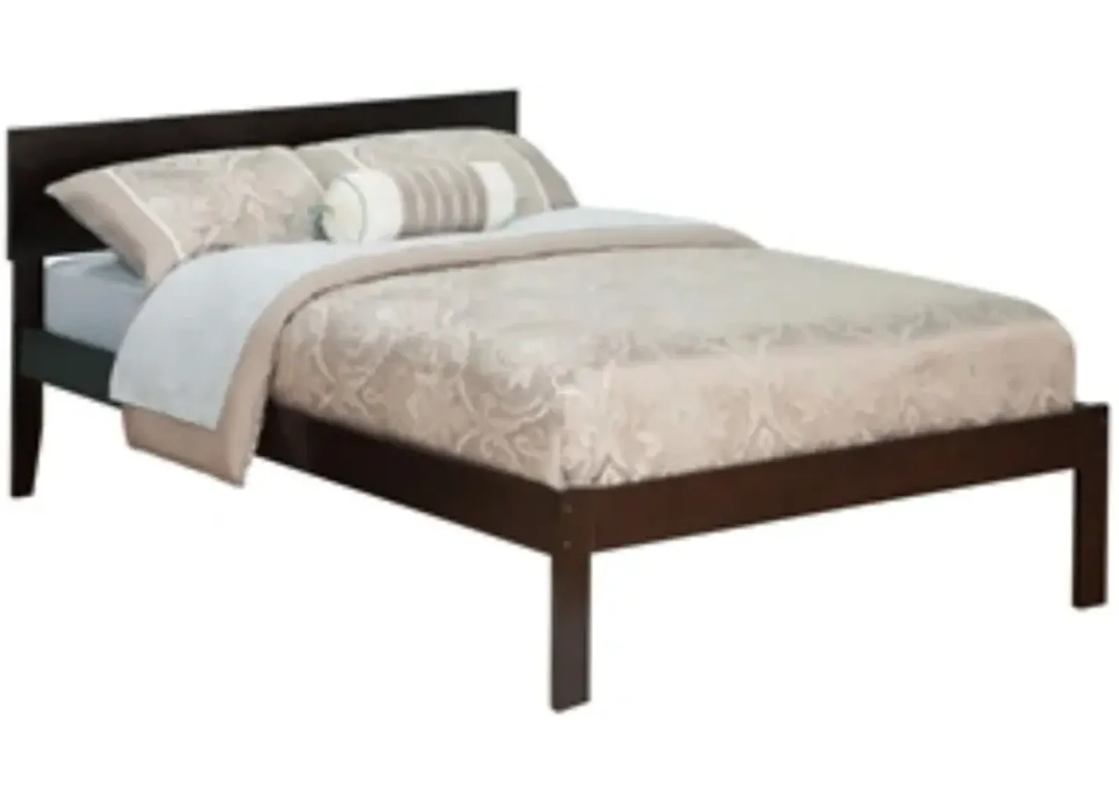 Hivvago Full size Platform Bed with Headboard in Espresso Wood Finish