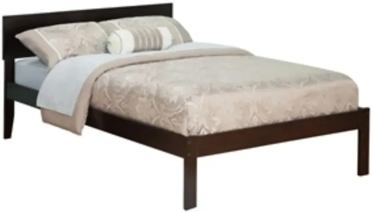 Hivvago Full size Platform Bed with Headboard in Espresso Wood Finish