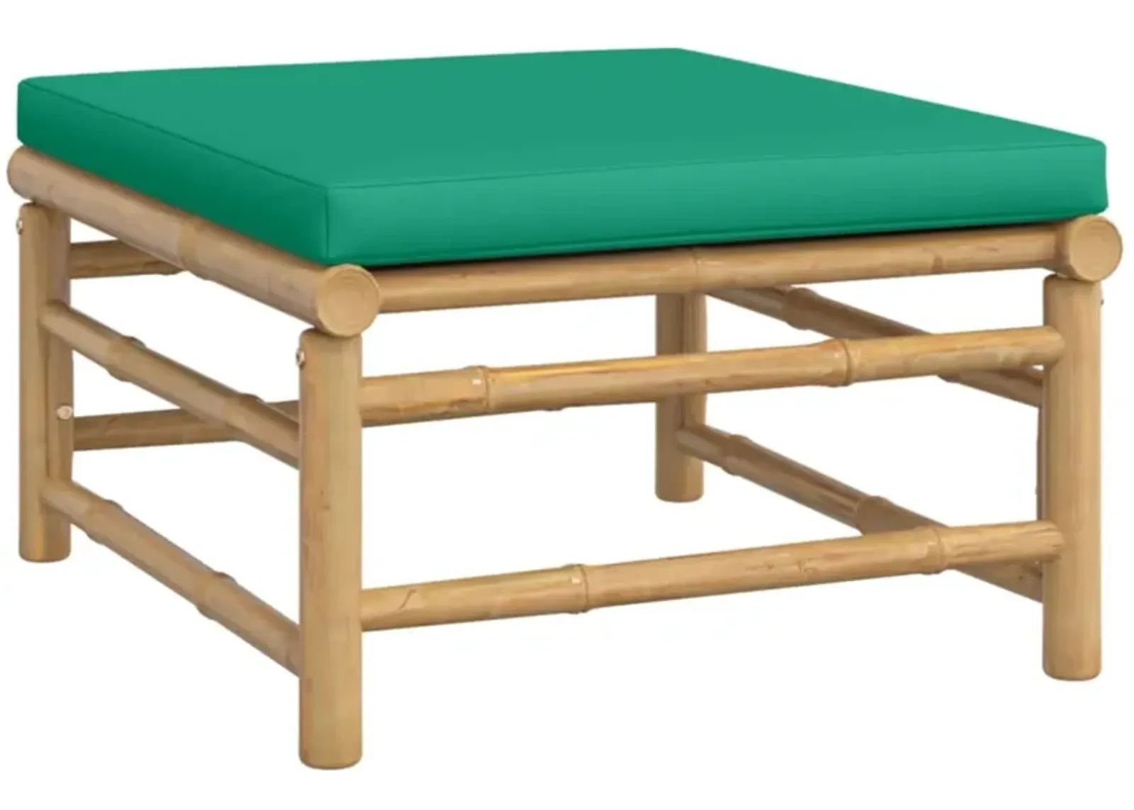 vidaXL Patio Footstool with Green Cushion Bamboo