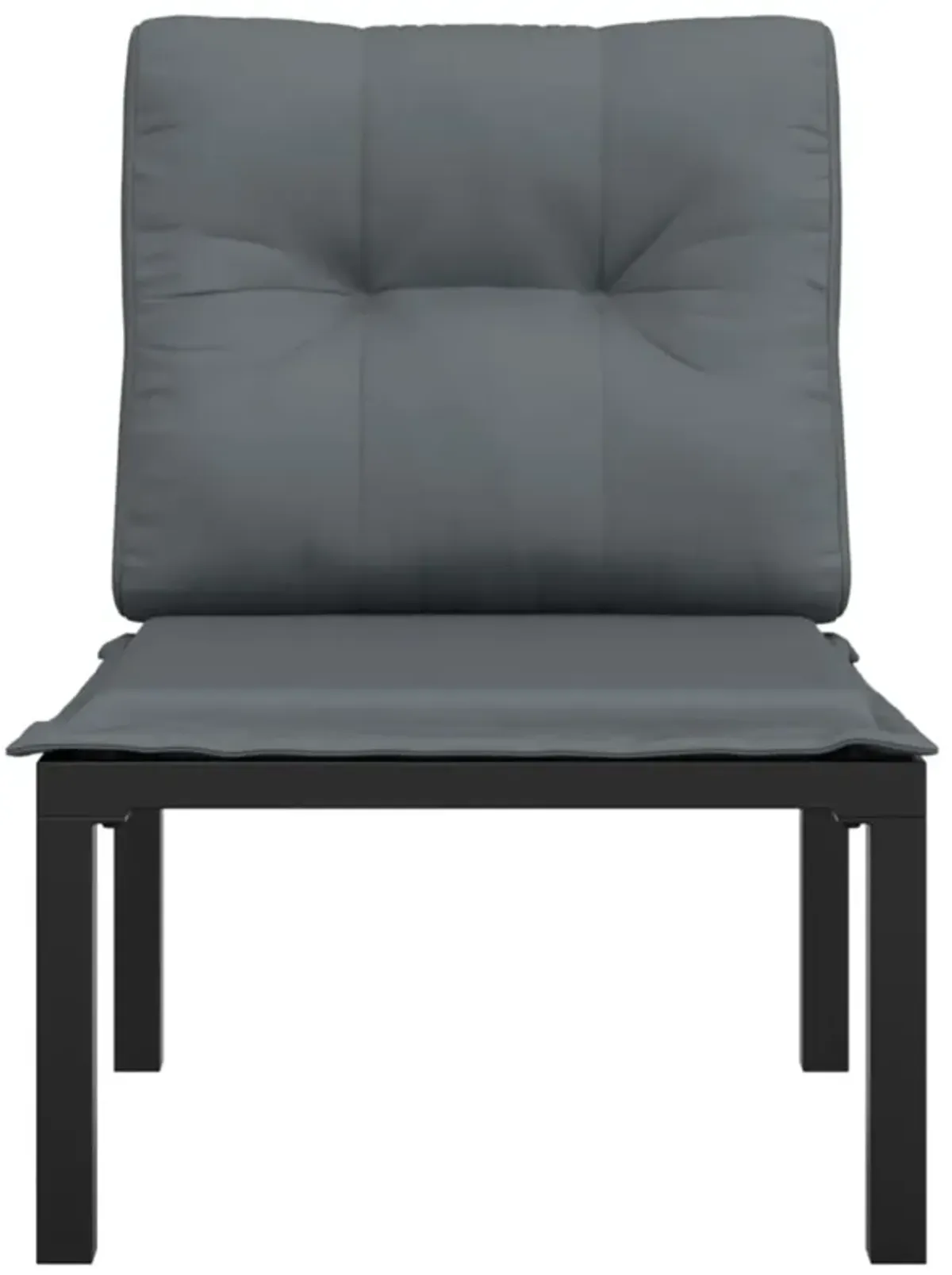 vidaXL Patio Chair with Cushions Black and Gray Poly Rattan