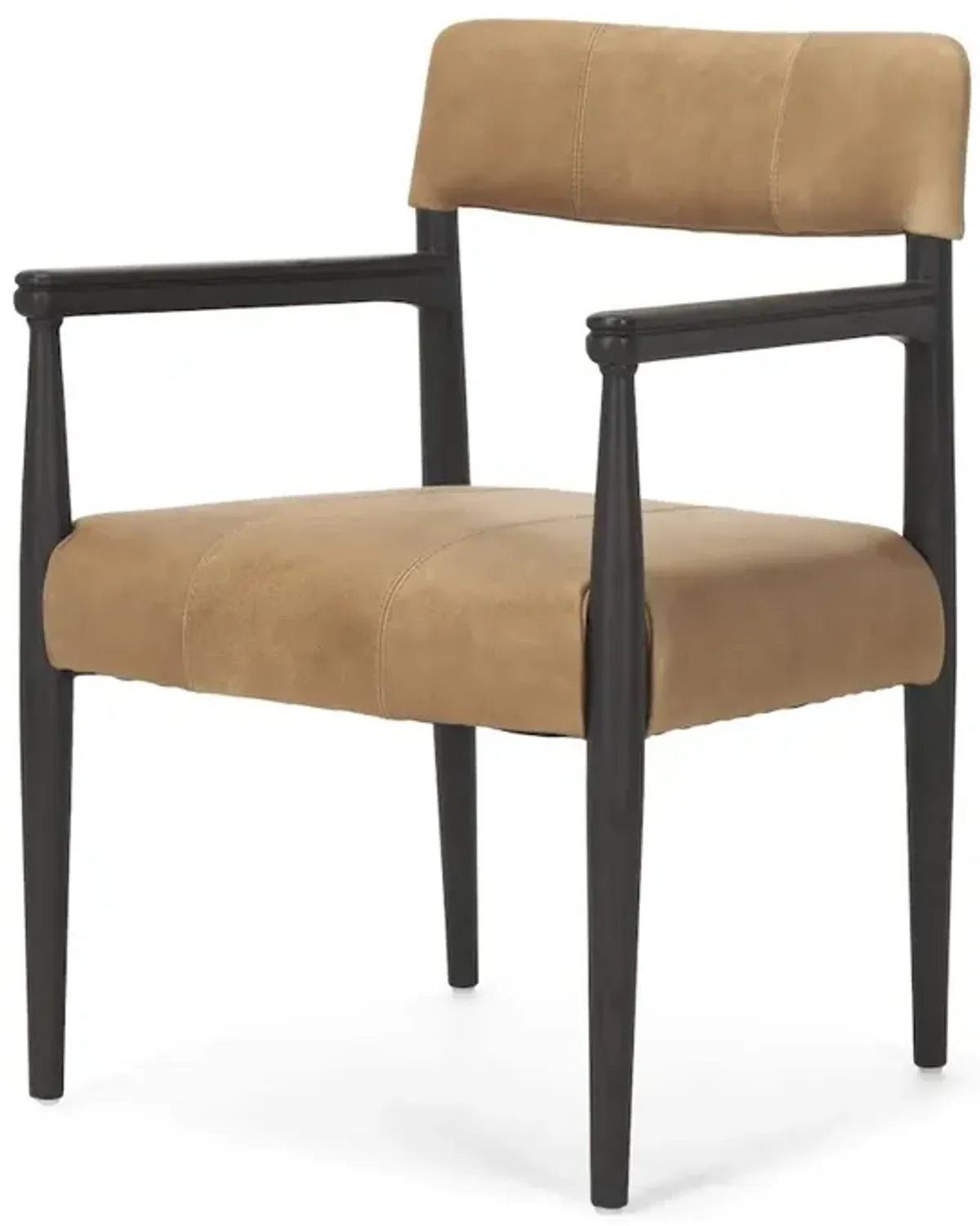 Mercana Furniture & Decor Dark Brown Wood Chestnut Leather Dining Chair