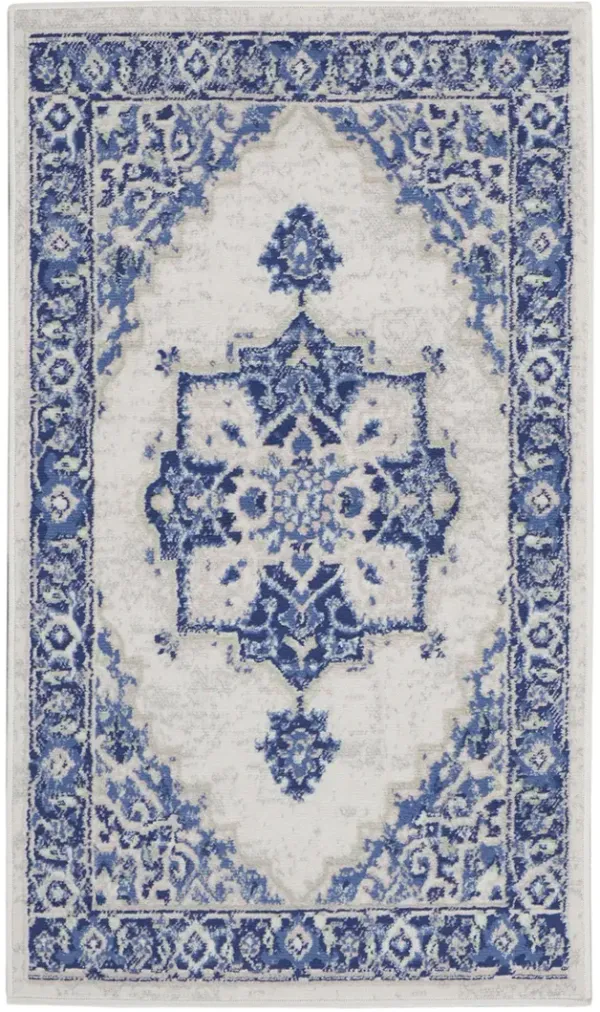 Whimsicle WHS03 Ivory/Blue 3' x 5' Rug