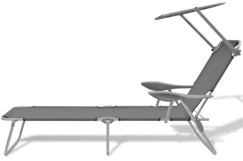 vidaXL Sun Lounger with Canopy Steel Gray