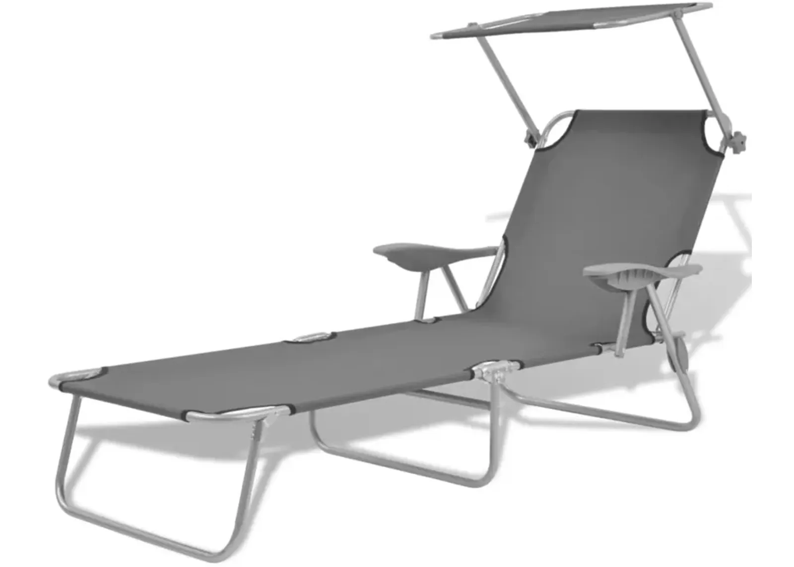 vidaXL Sun Lounger with Canopy Steel Gray