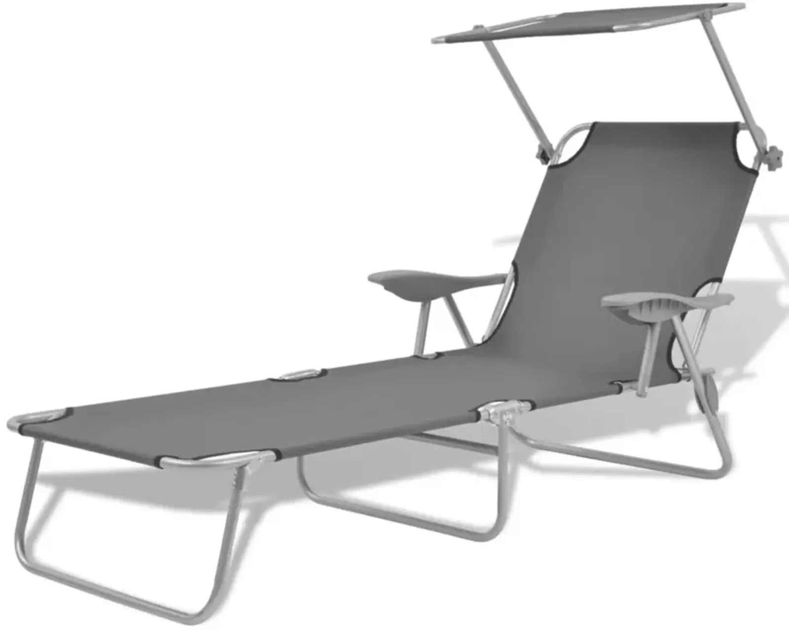 vidaXL Sun Lounger with Canopy Steel Gray