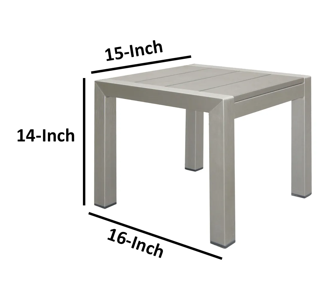 16 Inch Outdoor Side Table, Highly Functional, Easy Movable, Gray - Benzara