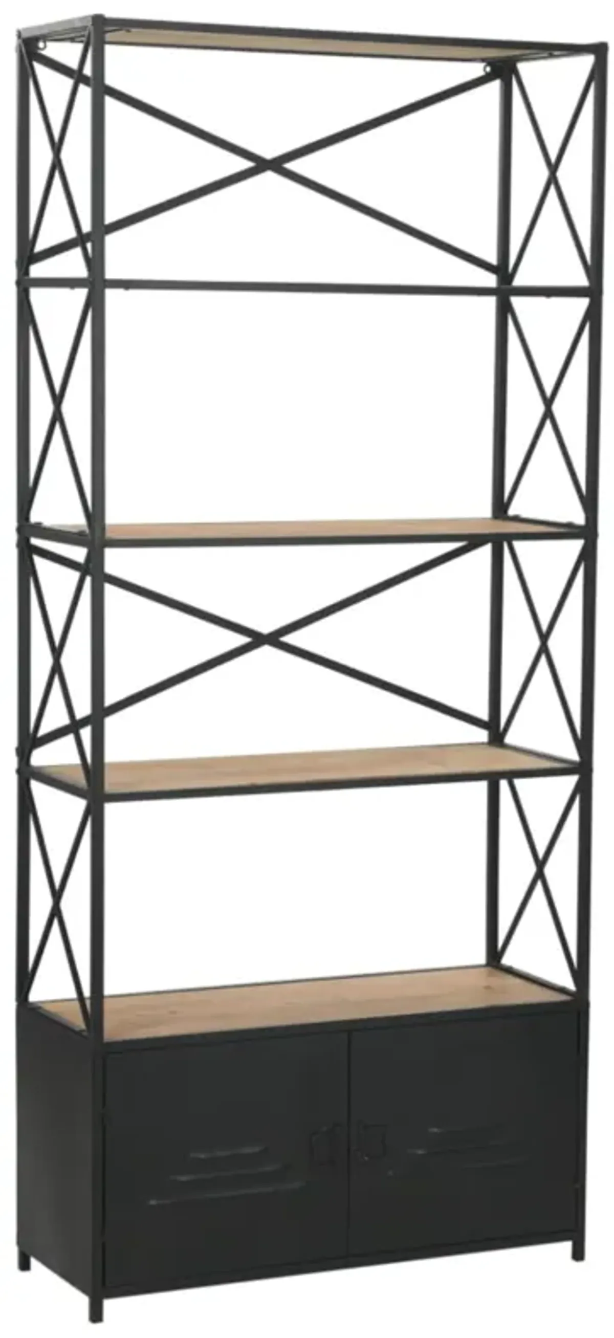 vidaXL Bookcase Solid Firwood and Steel 31.4"x12.7"x70.8"