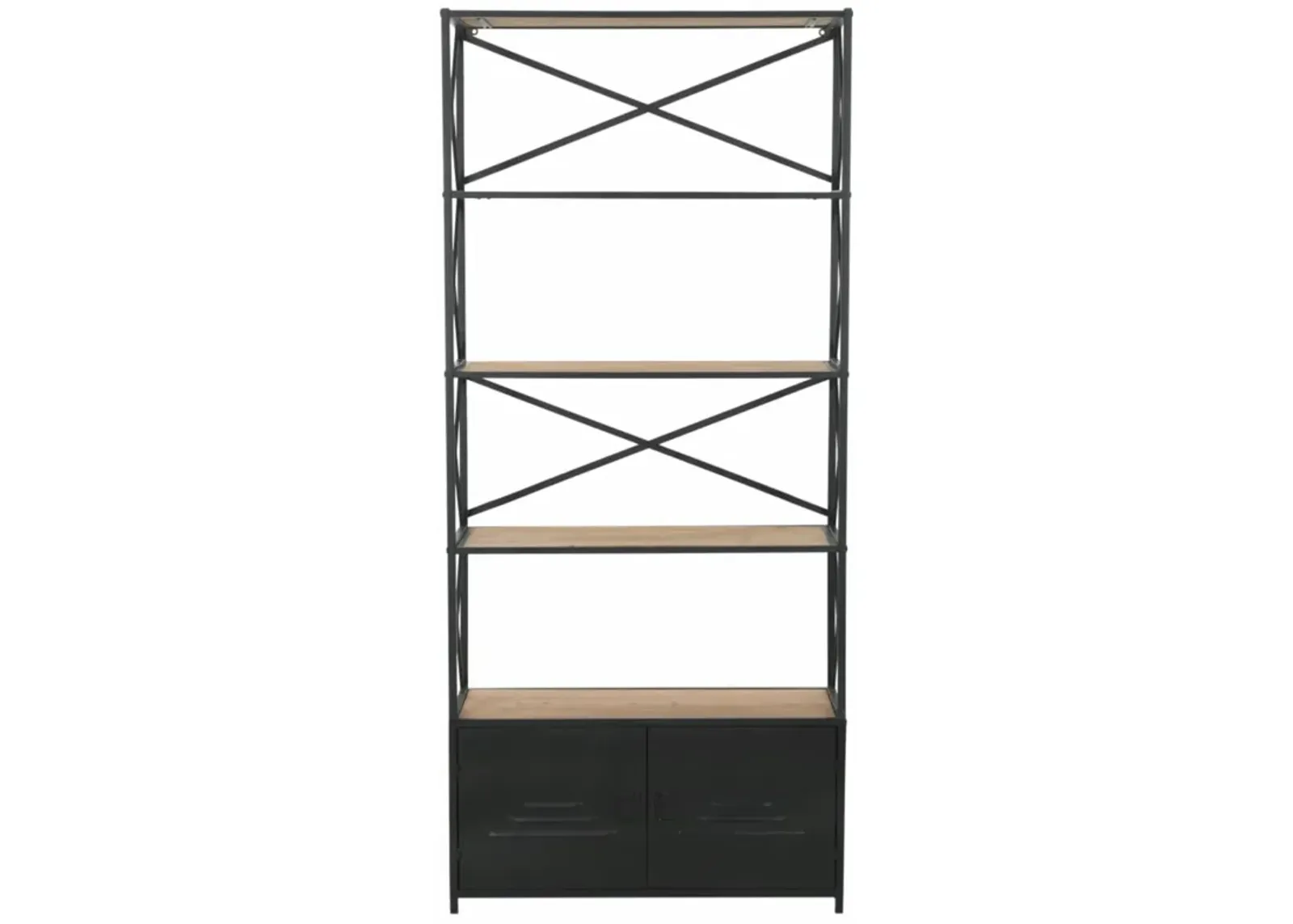 vidaXL Bookcase Solid Firwood and Steel 31.4"x12.7"x70.8"