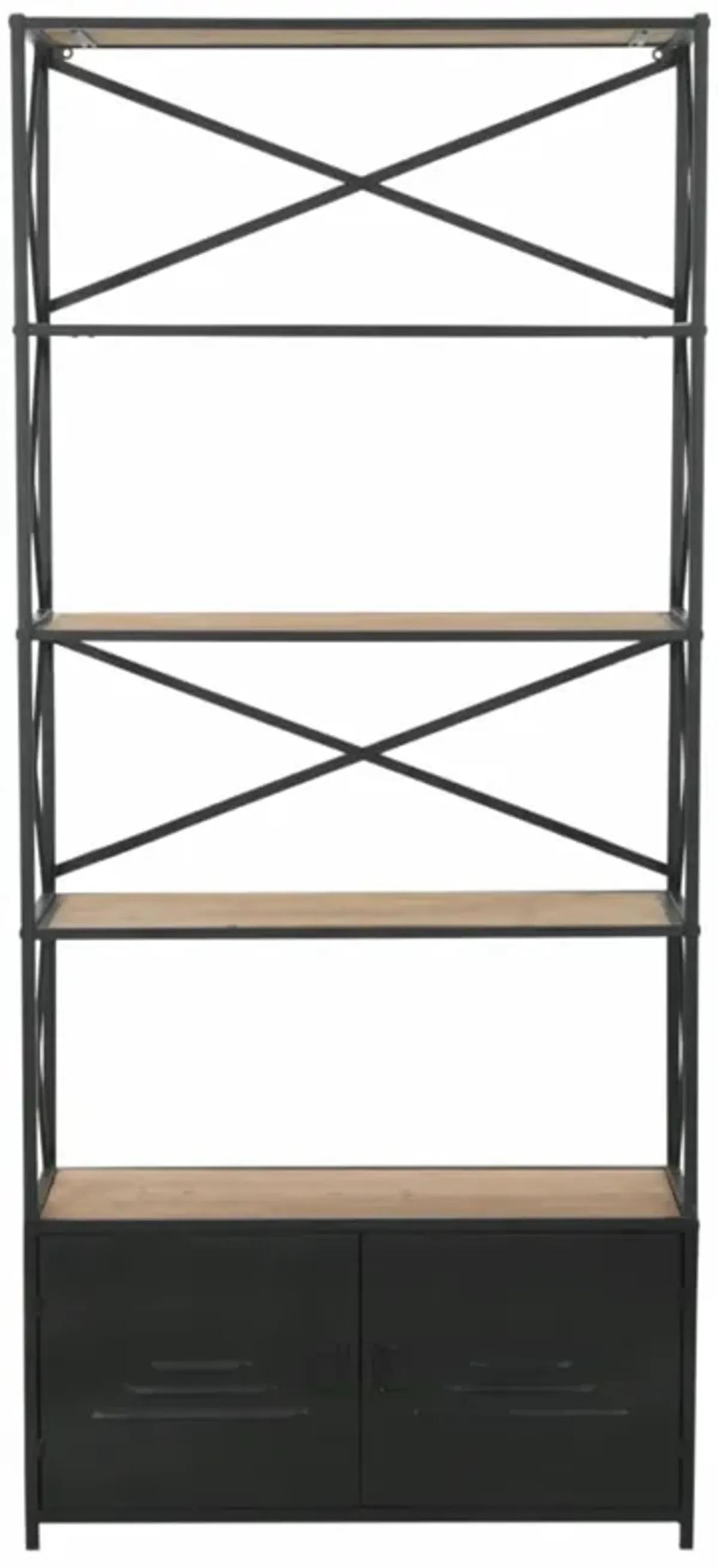 vidaXL Bookcase Solid Firwood and Steel 31.4"x12.7"x70.8"