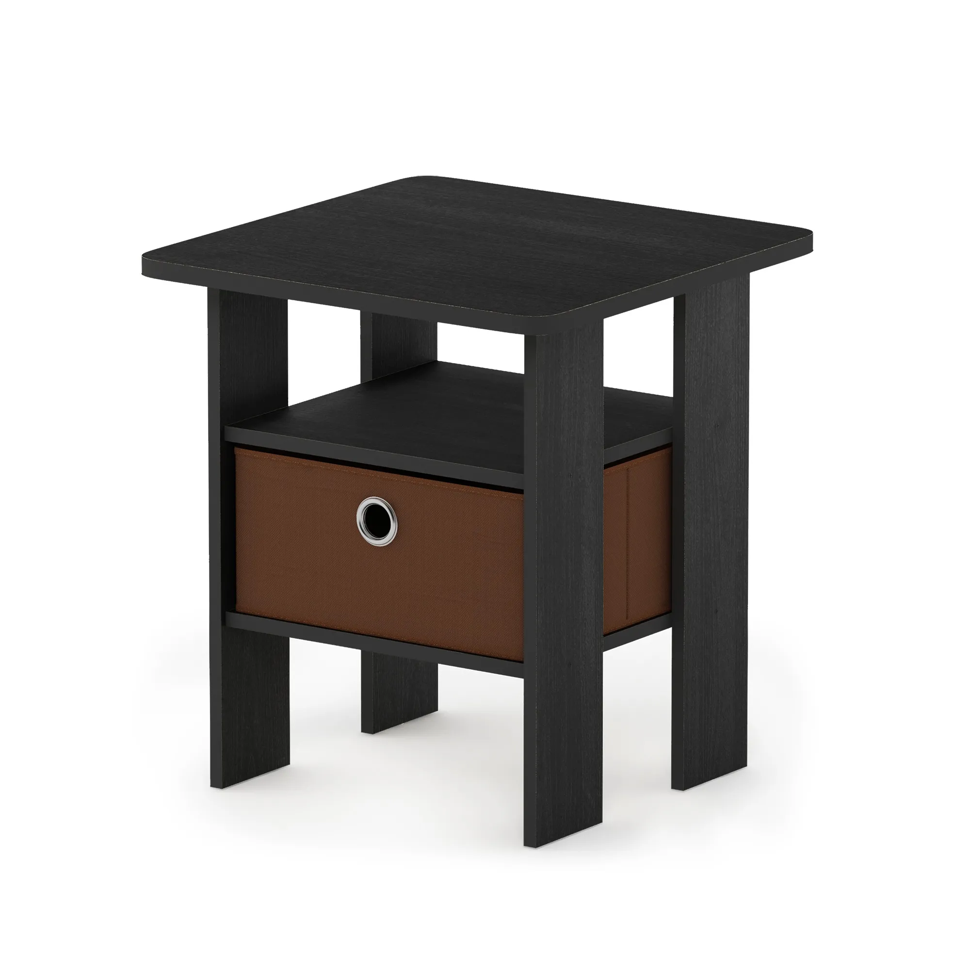 Furinno Andrey End Table / Side Table / Night Stand / Bedside Table with Bin Drawer, Americano/Medium Brown