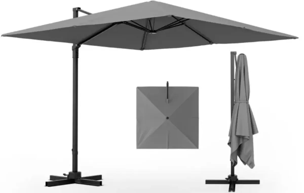 Hivvago 9.5 Feet Square Patio Cantilever Umbrella with 360° Rotation