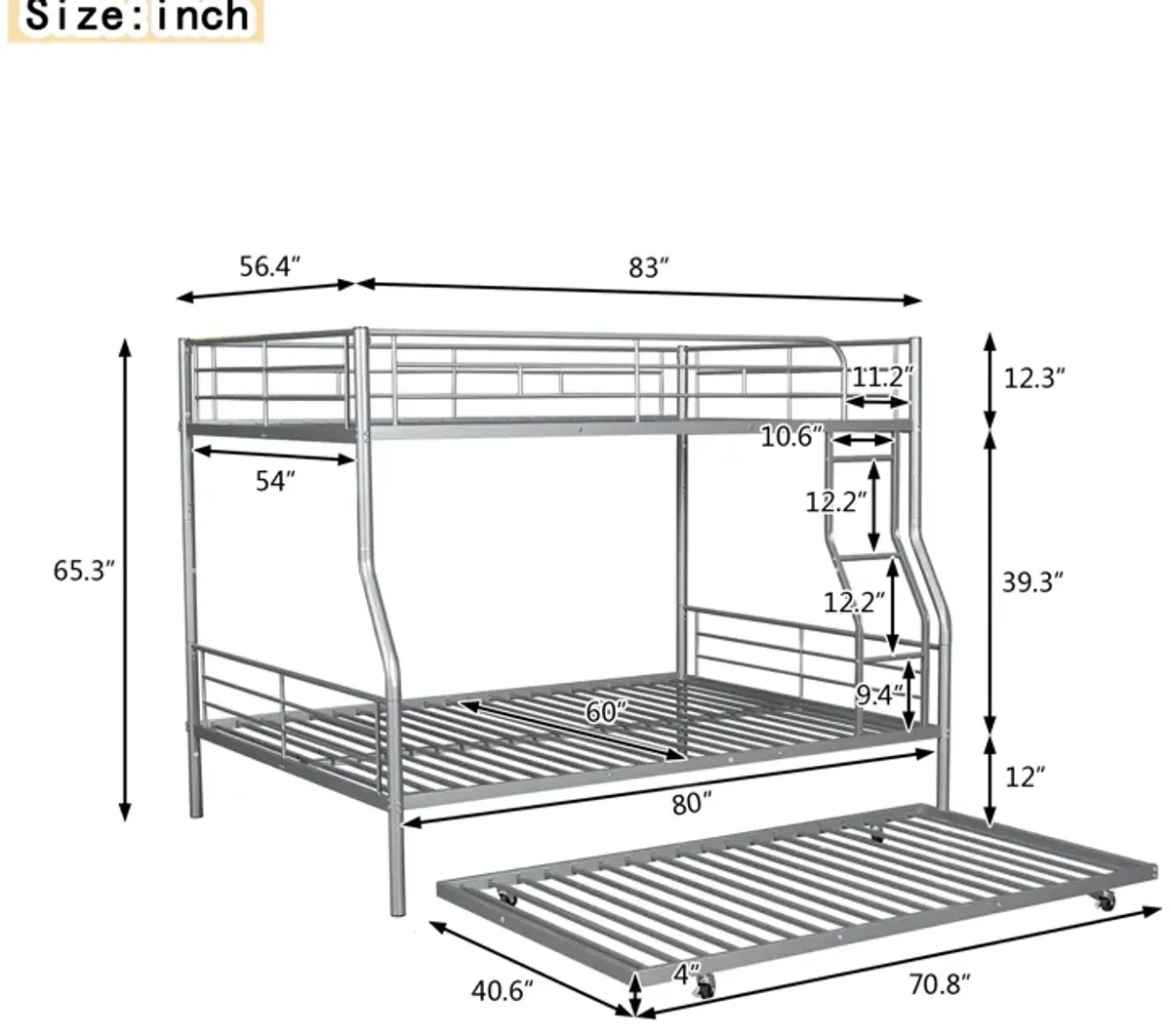 Merax Metal Bunk Bed with Trundle