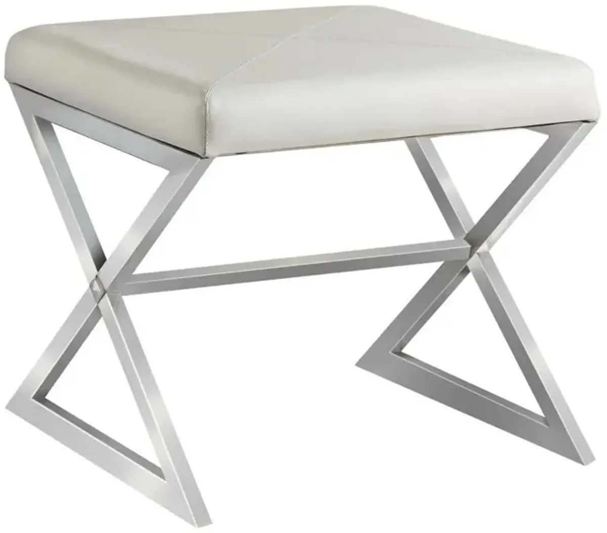 Rita X-cross Square Ottoman White and Chrome