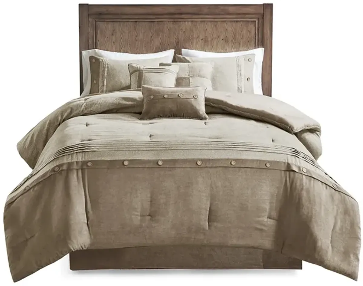 Gracie Mills Maldonado 7-Piece Rustic Faux Suede Comforter Set