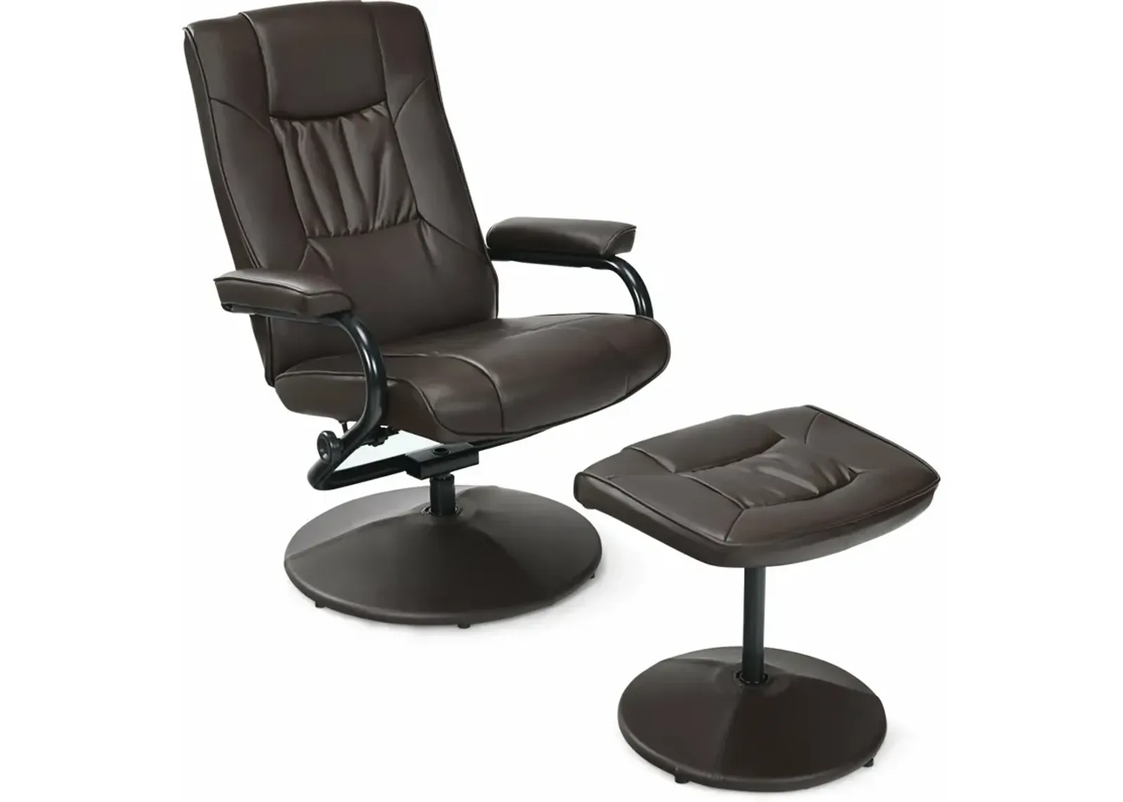 360° PVC Leather Swivel Recliner Chair with Ottoman