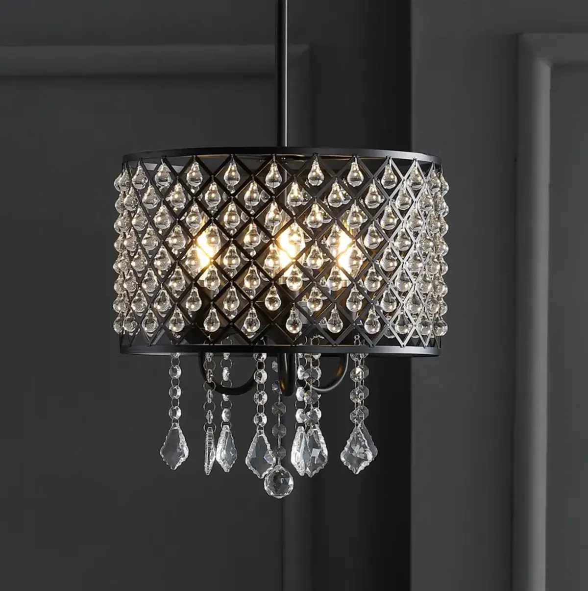 Gigi Metal/Crystal Adjustable LED Drop Chandelier