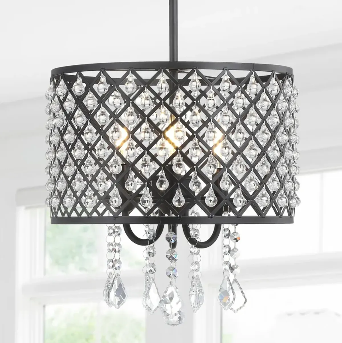 Gigi Metal/Crystal Adjustable LED Drop Chandelier