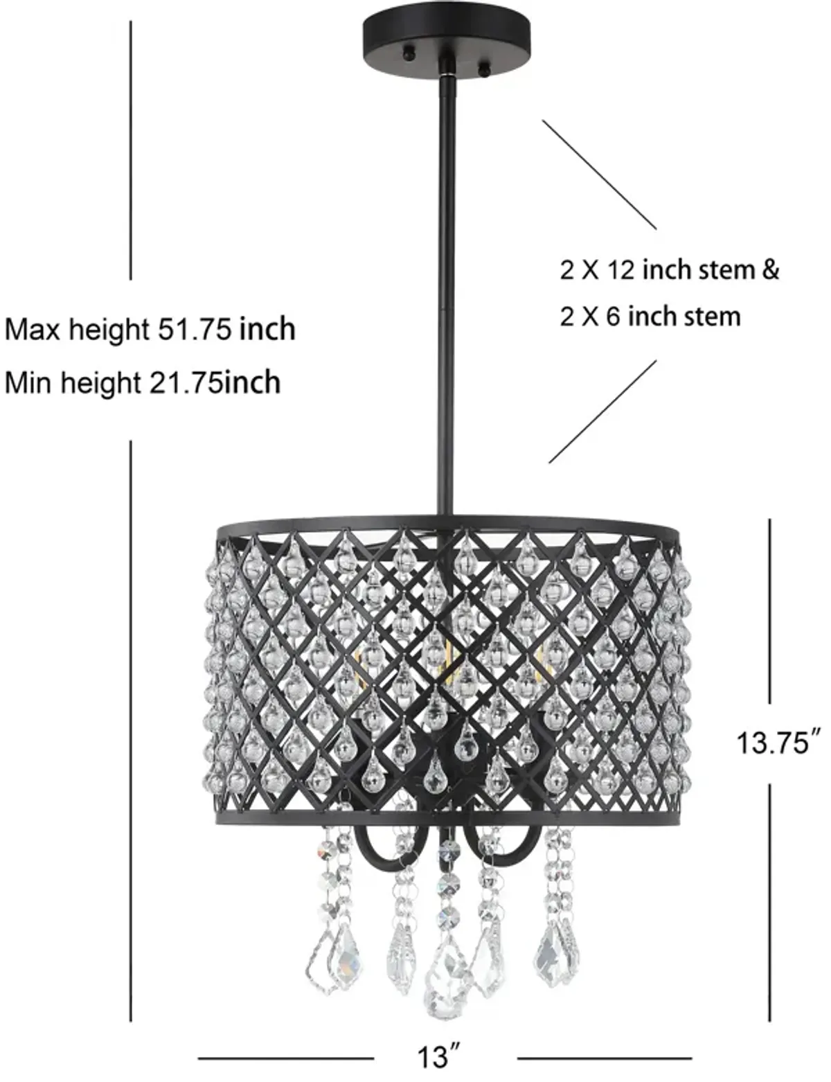 Gigi Metal/Crystal Adjustable LED Drop Chandelier