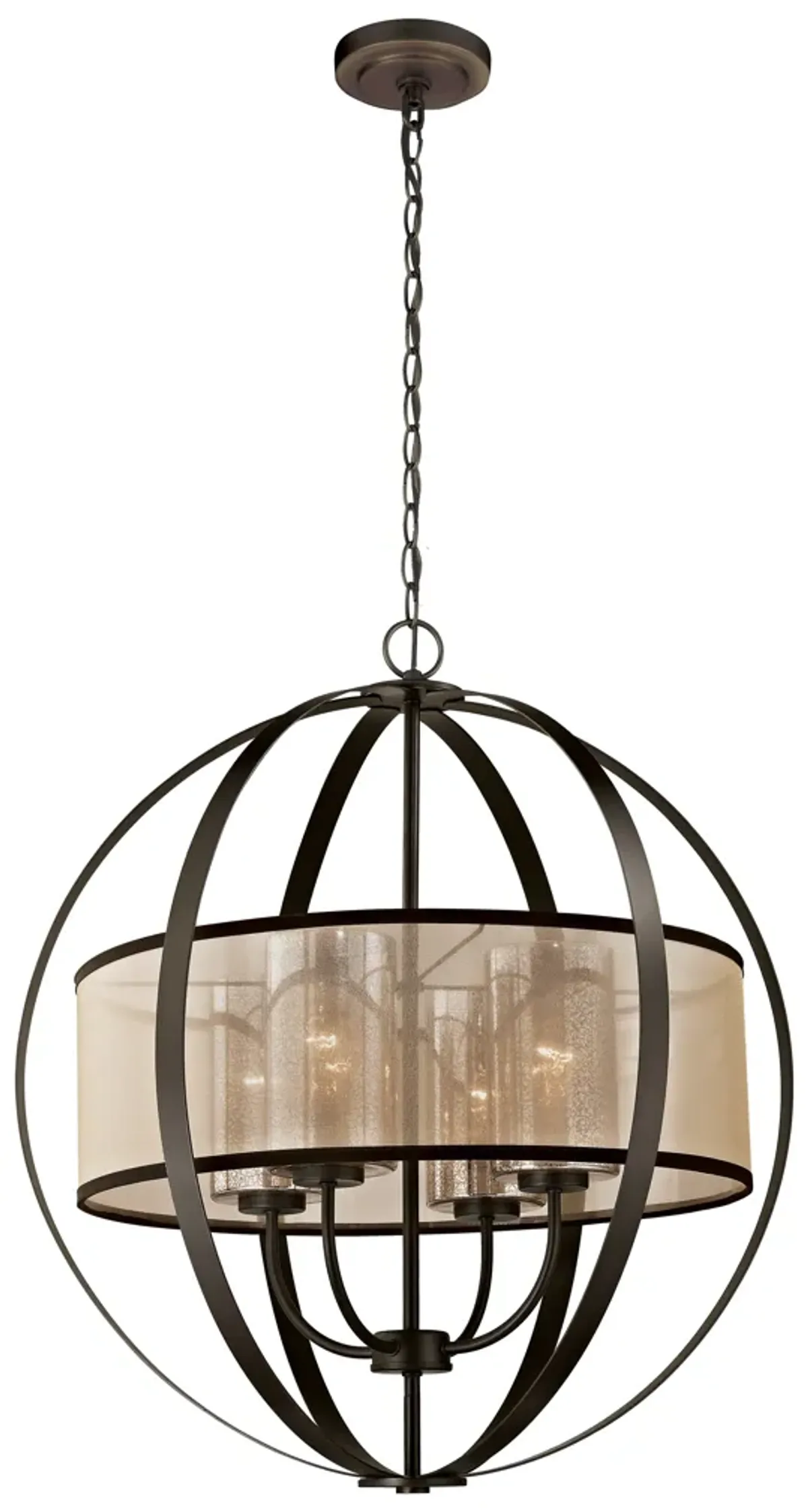 Diffusion Circular 24'' Wide 4-Light Bronze Chandelier