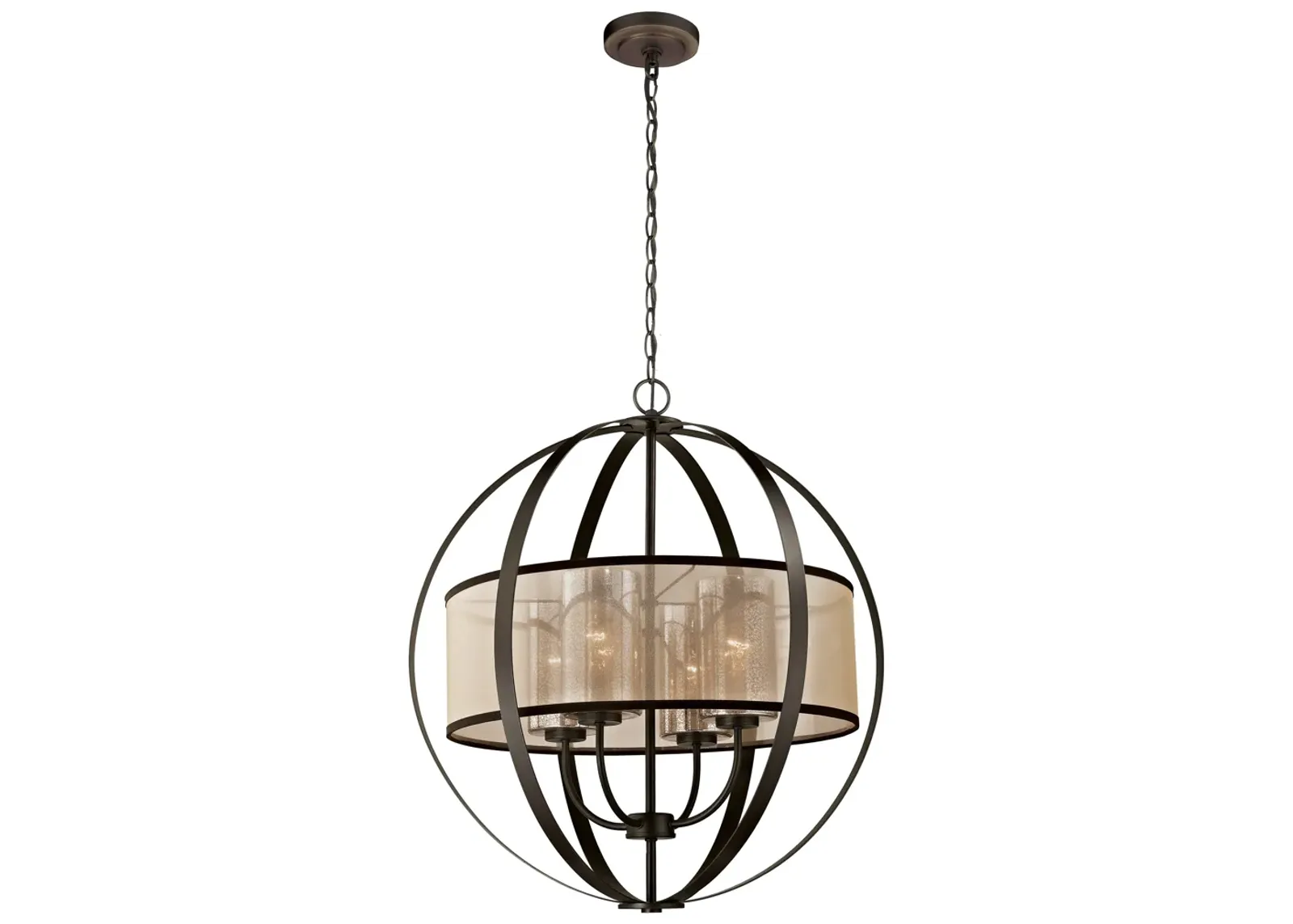 Diffusion Circular 24'' Wide 4-Light Bronze Chandelier