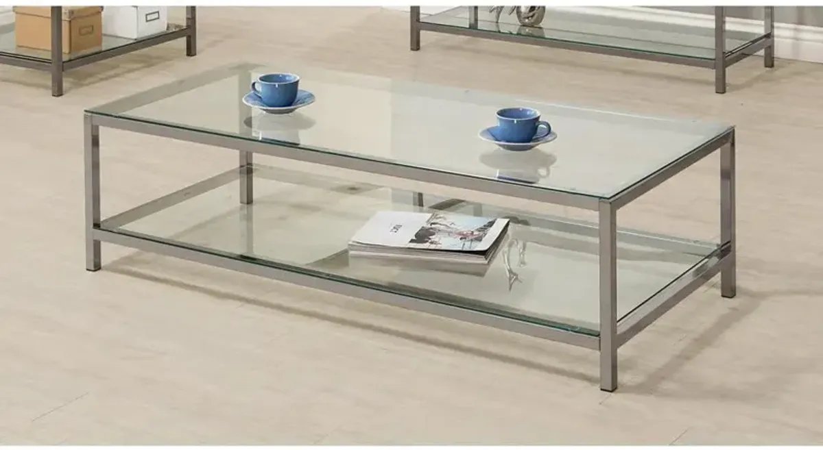 Trini Coffee Table with Glass Shelf Black Nickel