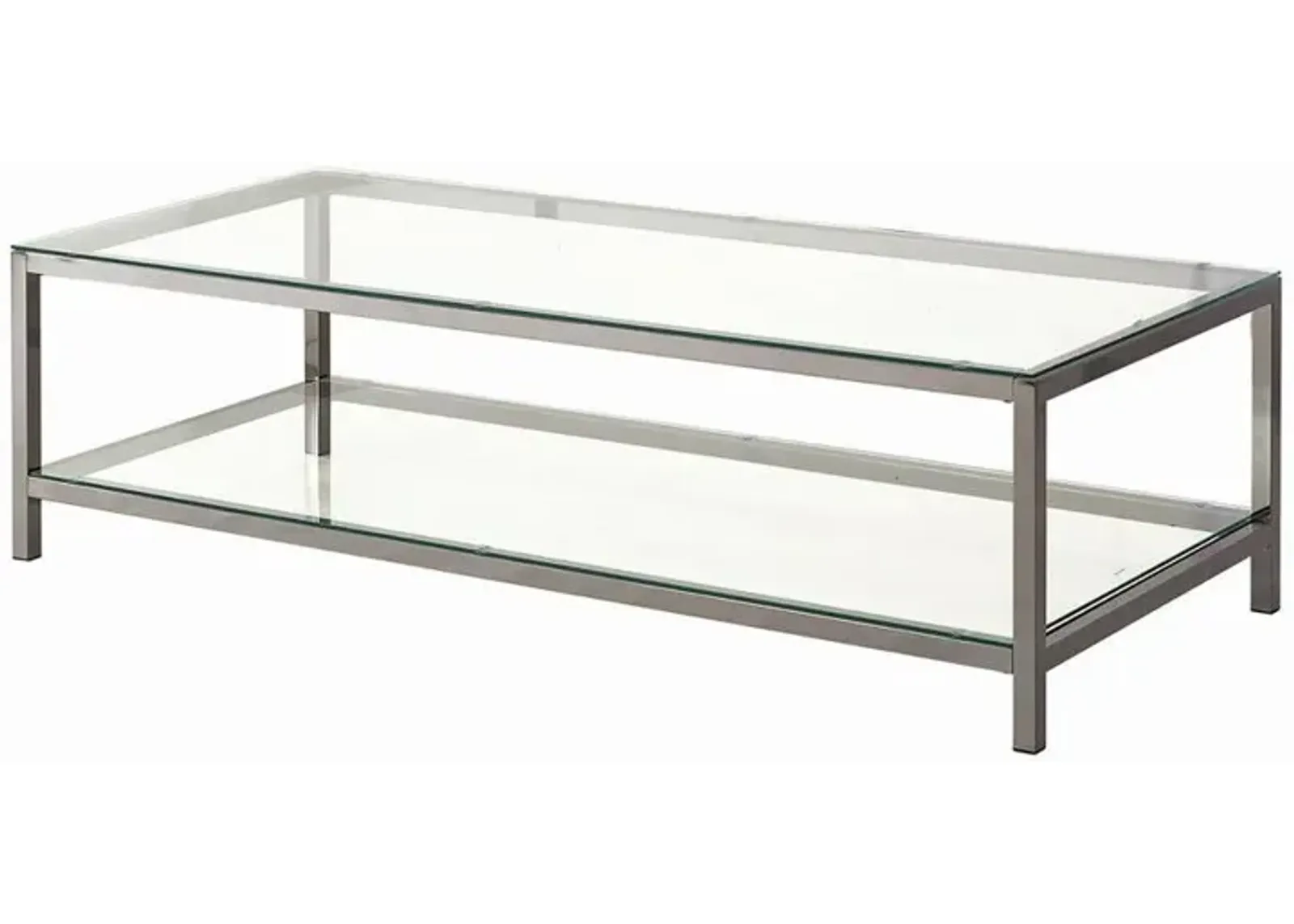 Trini Coffee Table with Glass Shelf Black Nickel