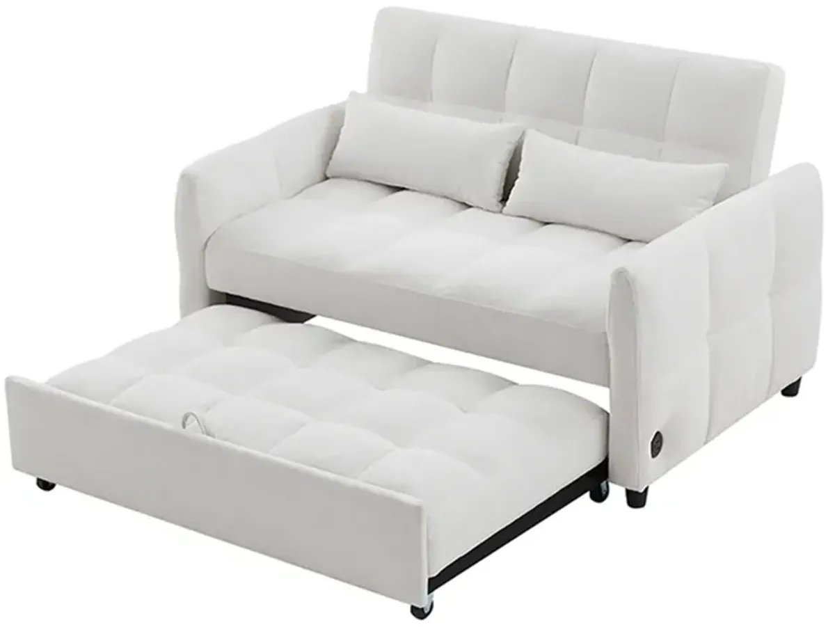 Merax Loveseat Sofa Pull-out Sleeper Sofa with 3 USB Ports