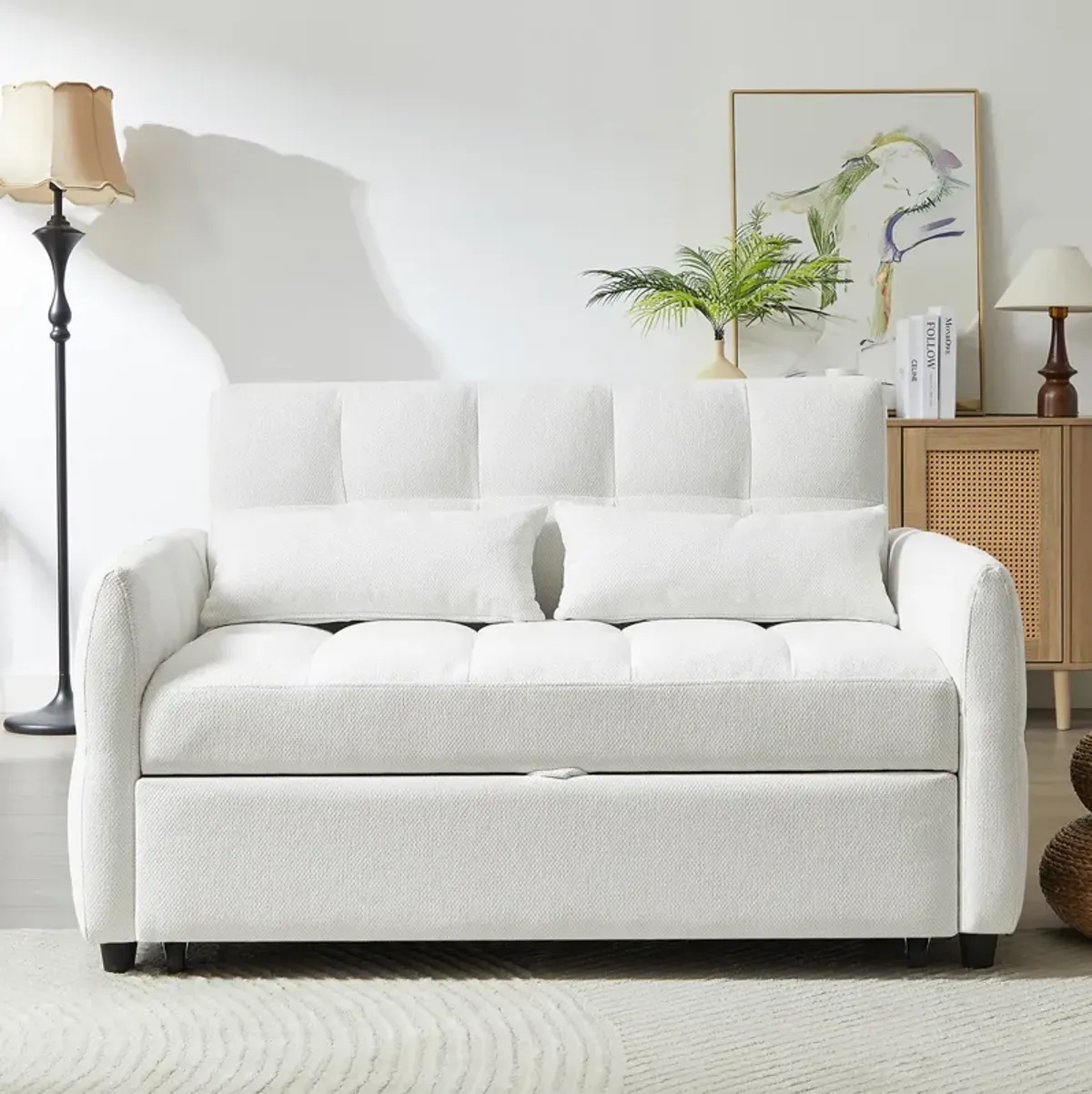 Merax Loveseat Sofa Pull-out Sleeper Sofa with 3 USB Ports