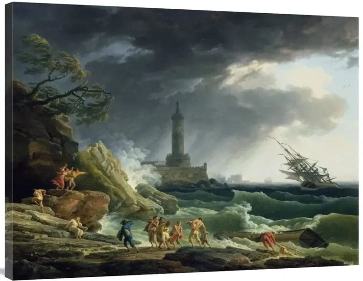 A Storm on a Mediterranean Coast-Canvas Art-40x30