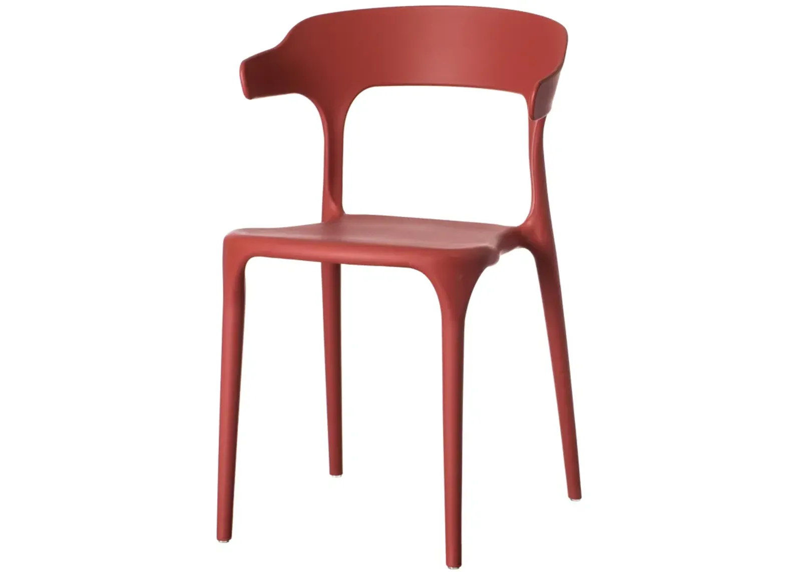 Modern Plastic Outdoor Dining Chair with Open U Shaped Back, Red