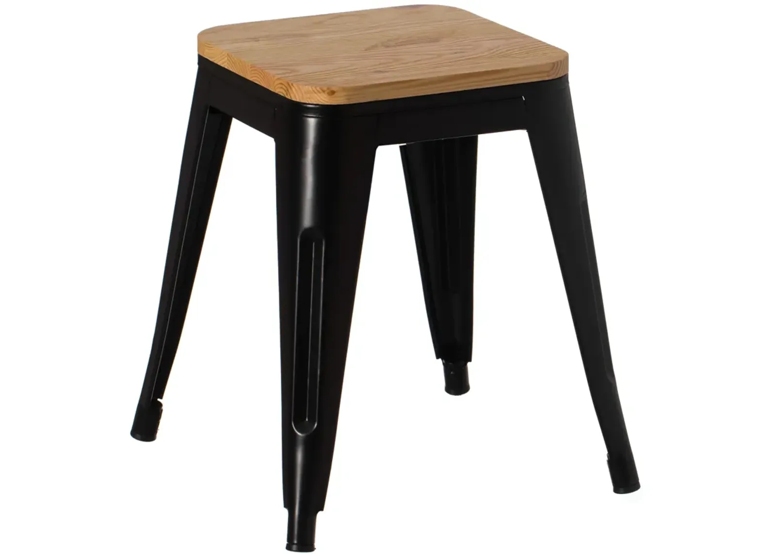 17" Medium Decorative Accent Bar Stool for Indoor and Outdoor, Wooden Brown and Metal Black