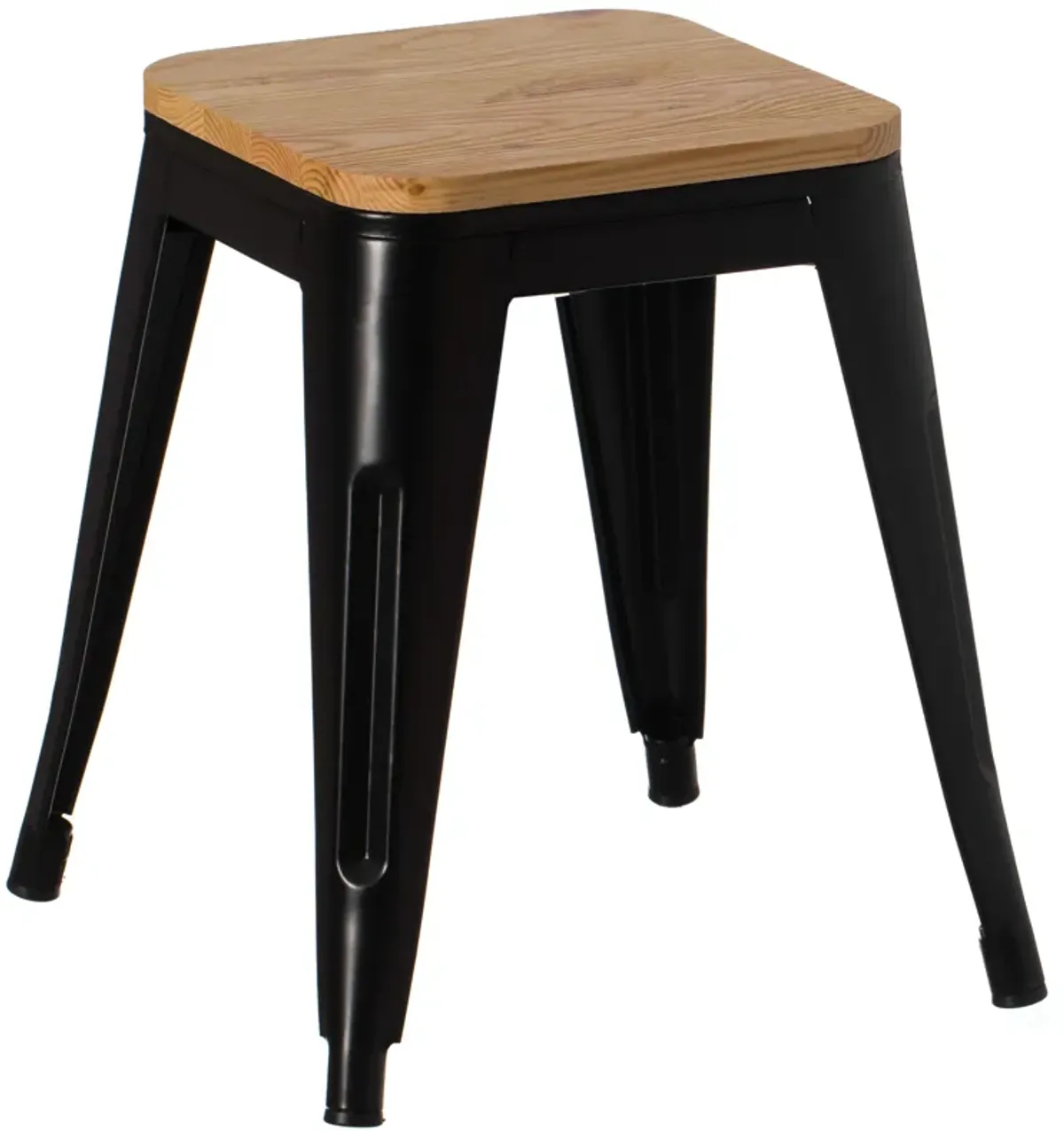 17" Medium Decorative Accent Bar Stool for Indoor and Outdoor, Wooden Brown and Metal Black