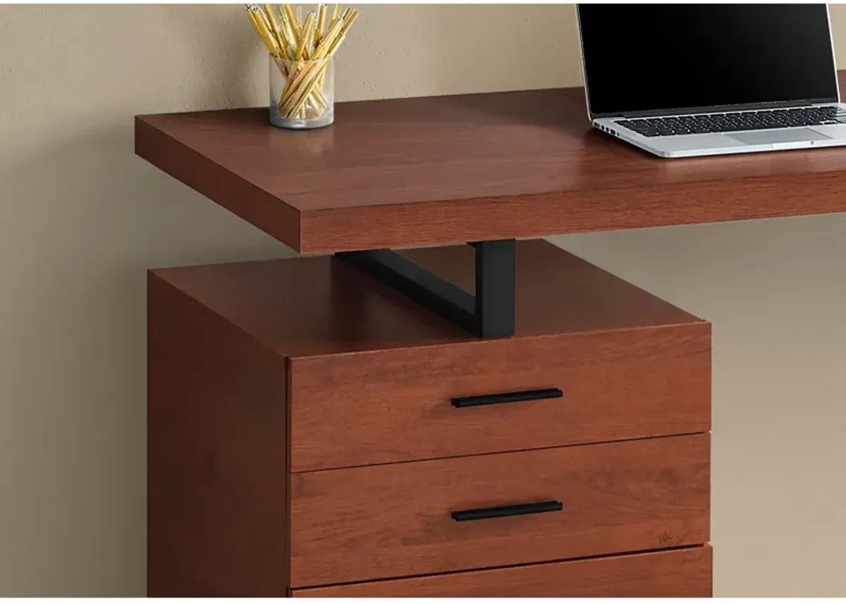 Monarch Specialties I 7641 Computer Desk, Home Office, Laptop, Left, Right Set-up, Storage Drawers, 48"L, Work, Metal, Laminate, Brown, Black, Contemporary, Modern